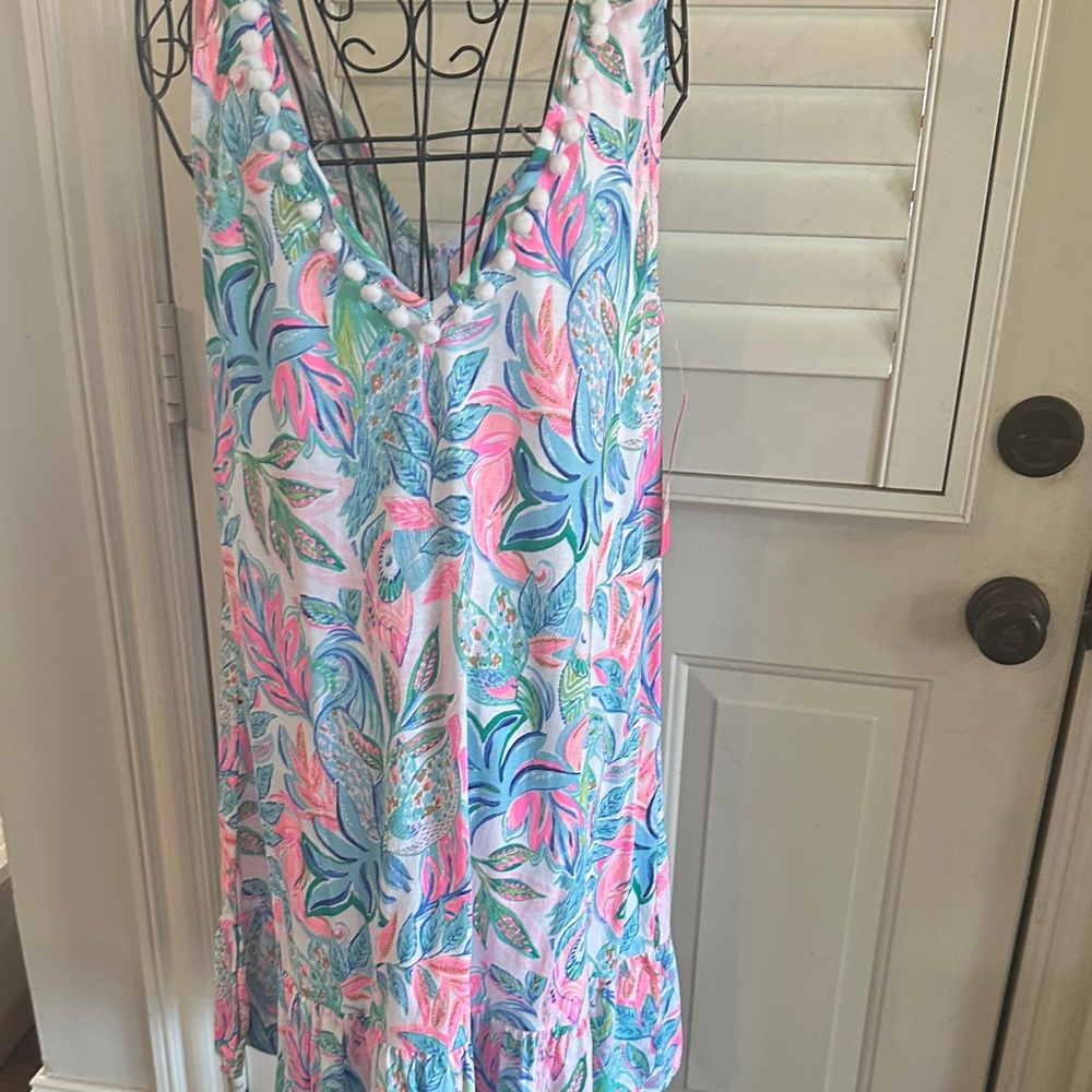 Lilly Pulitzer Pink and Blue Floral Midi Dress - Picture 3 of 5